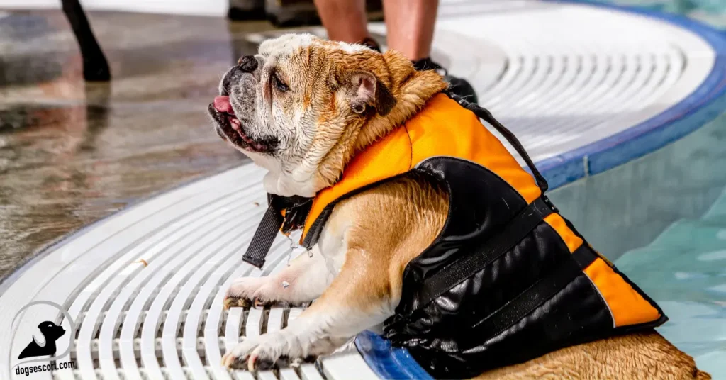 dog in swim suite 