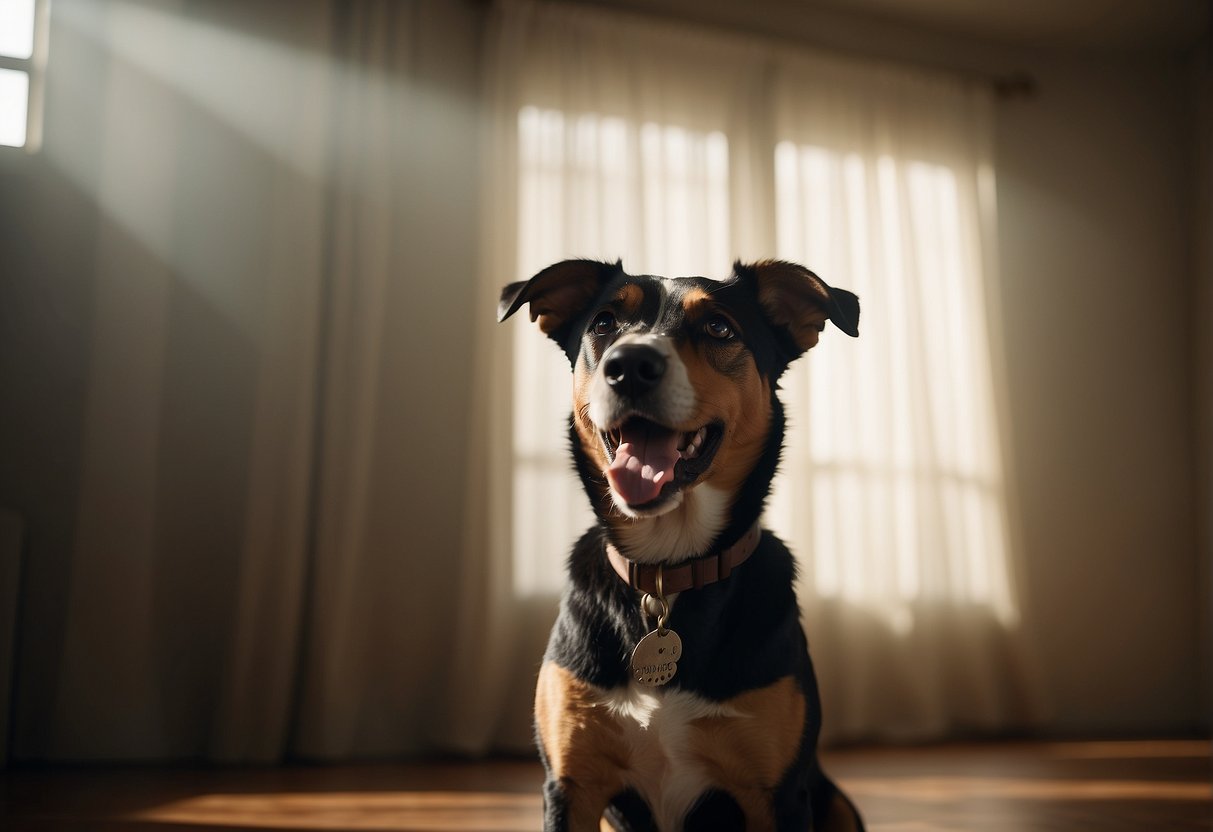 A dog barks at an empty room, head tilted, ears perked. Shadows dance, curtains flutter. The air is still