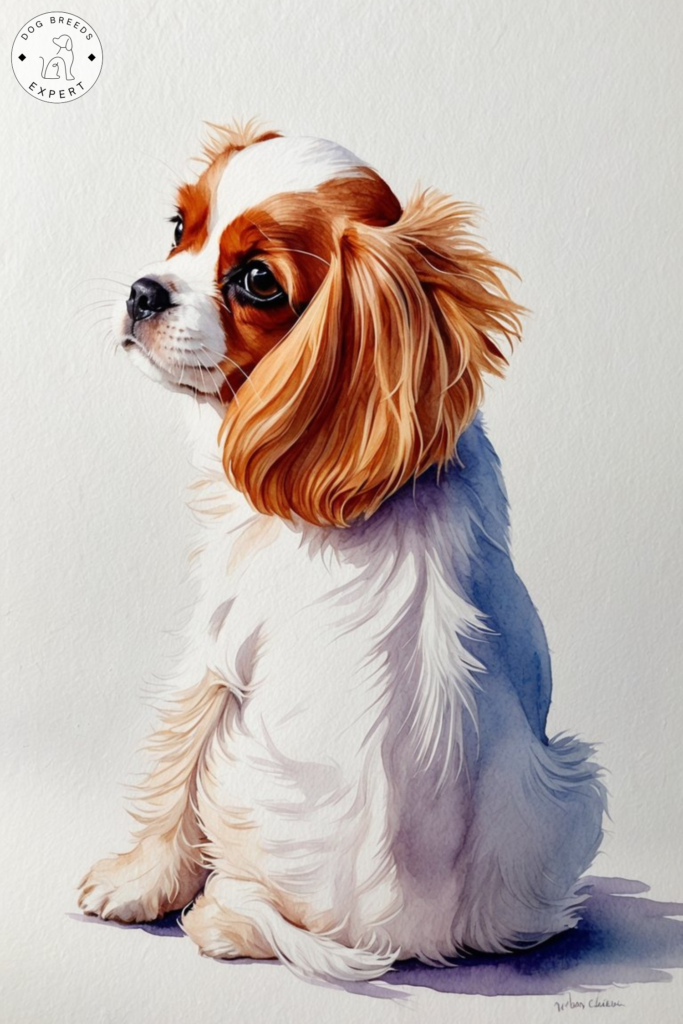 Cavalier King Charles Puppy Watercolor