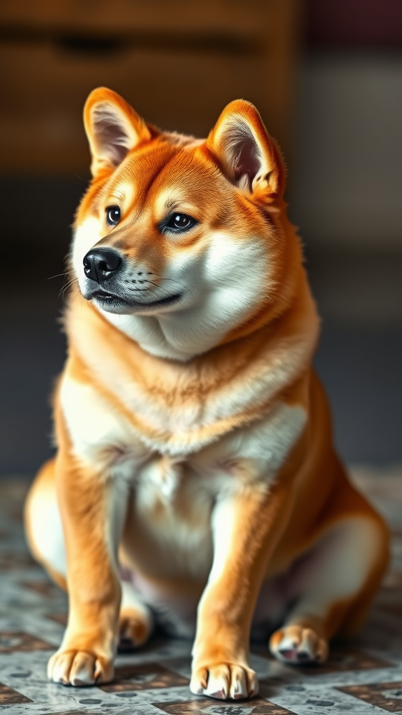 A Shiba Inu sitting attentively, showcasing its alert and intelligent demeanor.