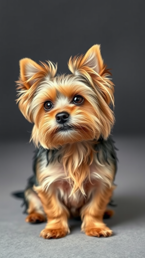 A cute Yorkshire Terrier sitting attentively, showcasing its lively personality.