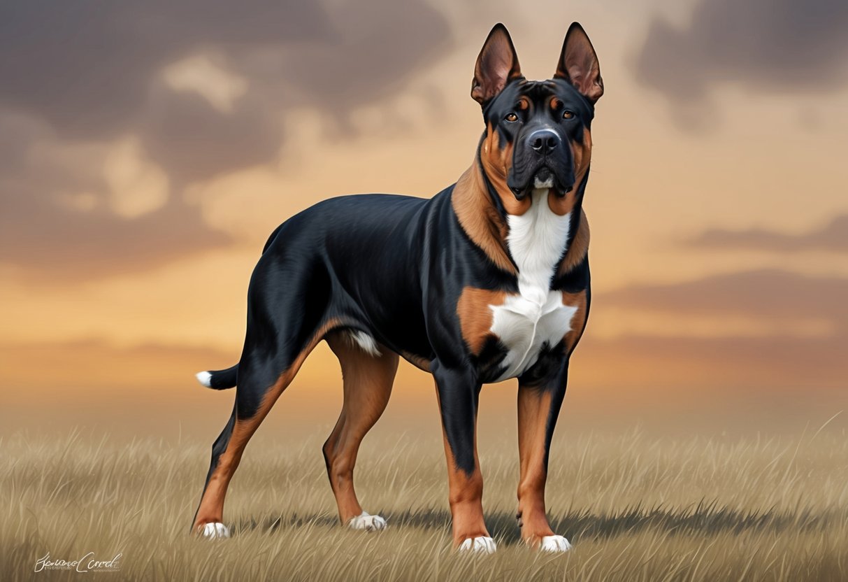 A majestic African Boerboel stands proudly, exuding strength and confidence, with a calm and alert expression