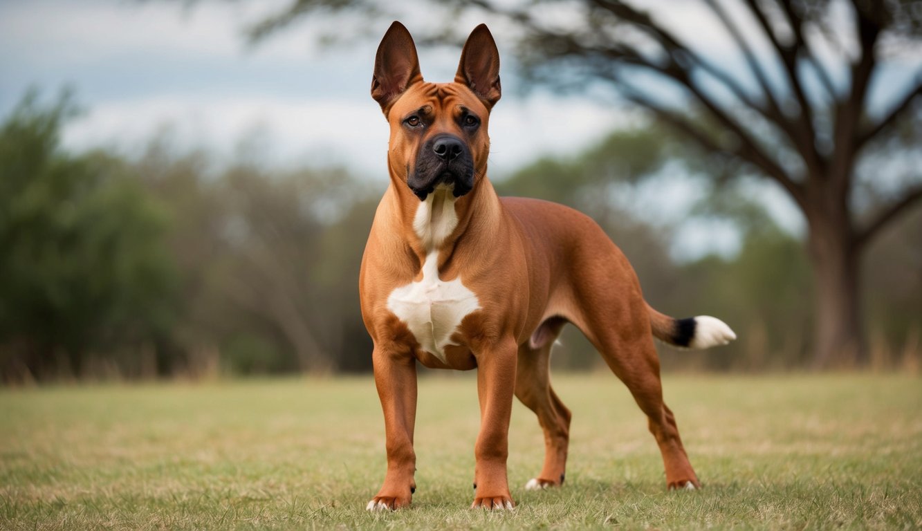 A powerful African Boerboel stands proudly, with a regal presence and strong physique, exuding confidence and strength in its stance