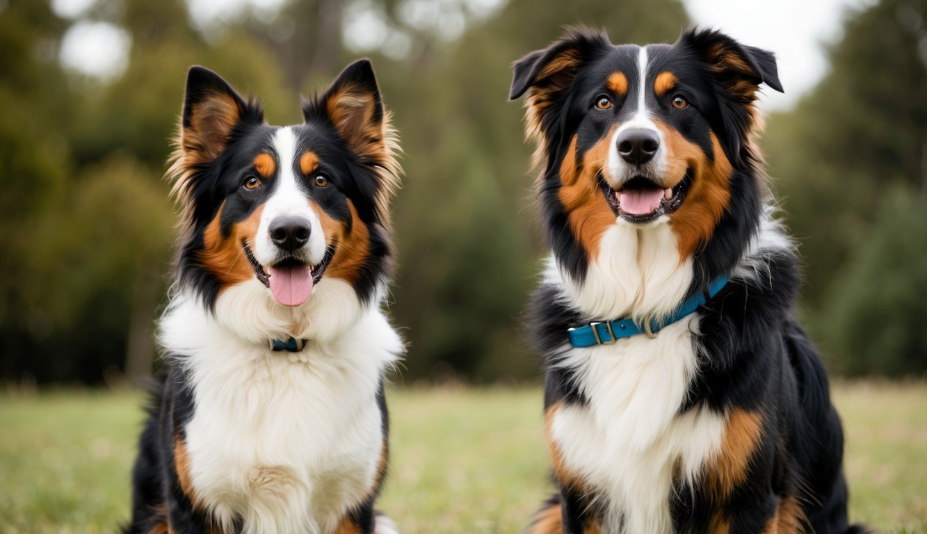 An Australian Shepherd stands proudly next to its owner, demonstrating unwavering loyalty and companionship