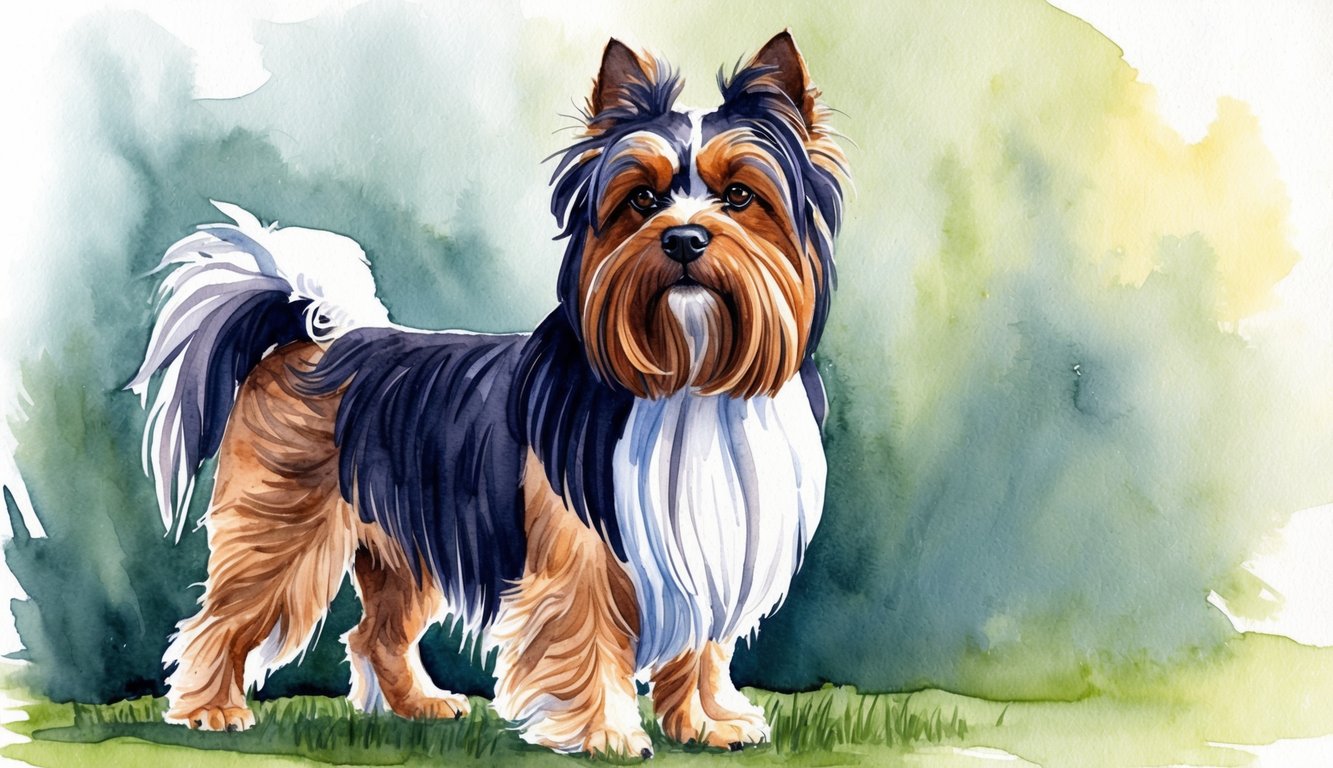 A male Brussels Griffon stands proudly with a regal expression, his wiry coat and distinct beard adding to his charm