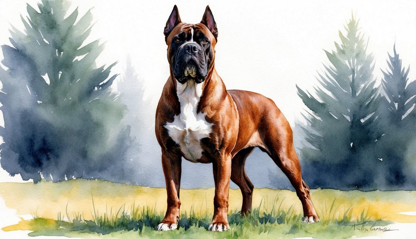 A powerful Cane Corso dog standing proudly with a strong and confident posture, exuding a sense of strength and loyalty