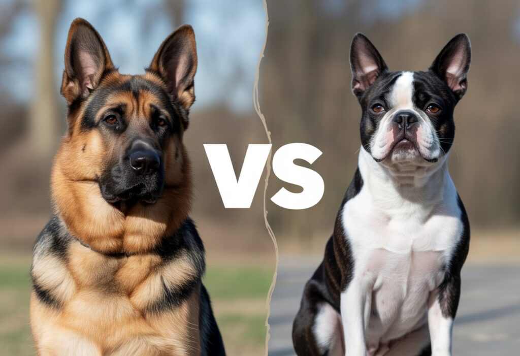 German Shepherd vs Boston Terrier – Full Breed Comparison of Temperament, Size, and Care