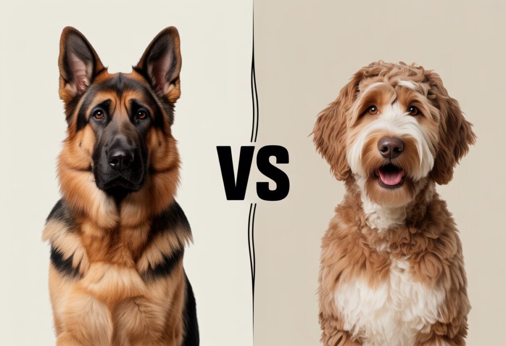 German Shepherd vs Labradoodle – Full Breed Comparison of Temperament, Care, and Suitability