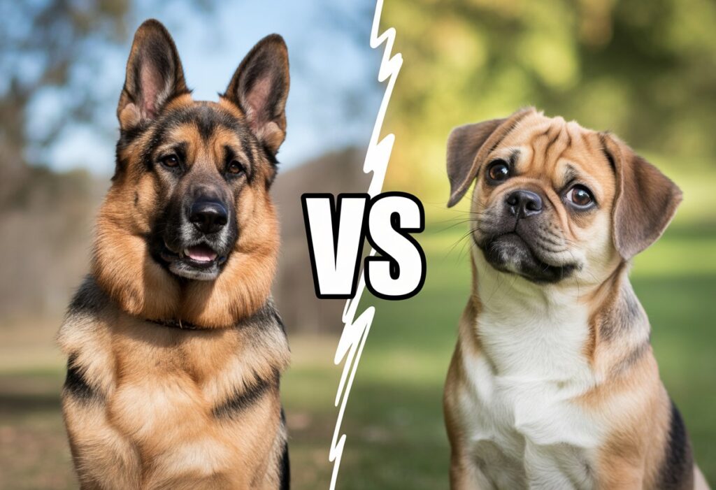 German Shepherd vs Puggle – Full Breed Comparison of Temperament, Size, and Care