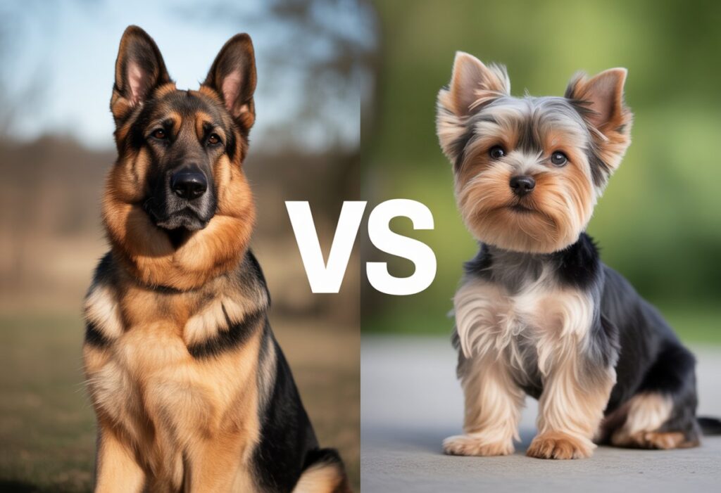 German Shepherd vs Yorkshire Terrier – Full Breed Comparison: Temperament, Size, Care, and Suitability